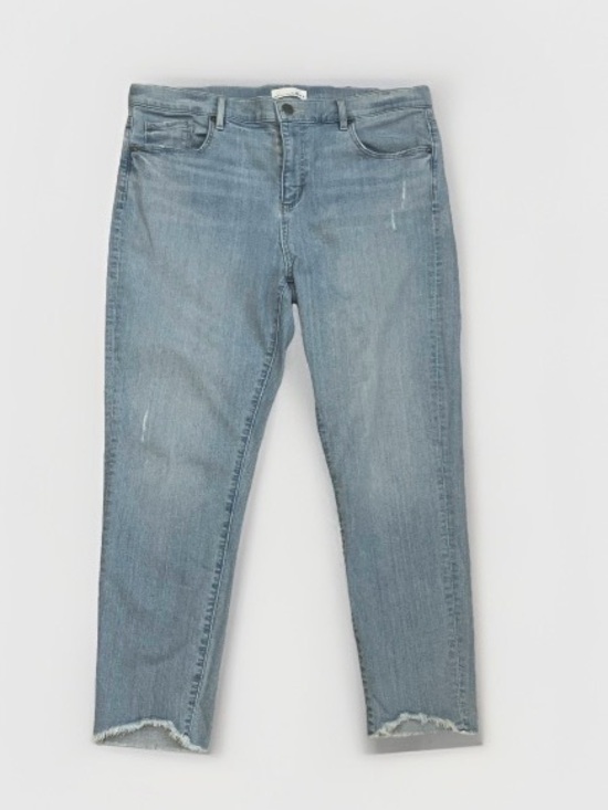 LOFT Denim - LOFT Women’s Light Blue Denim Distressed Jeans, Solid 5-Pocket Design